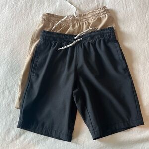 BUNDLE TWO PAIRS Boys First Wave Drawstring Waist Shorts Black and Khaki